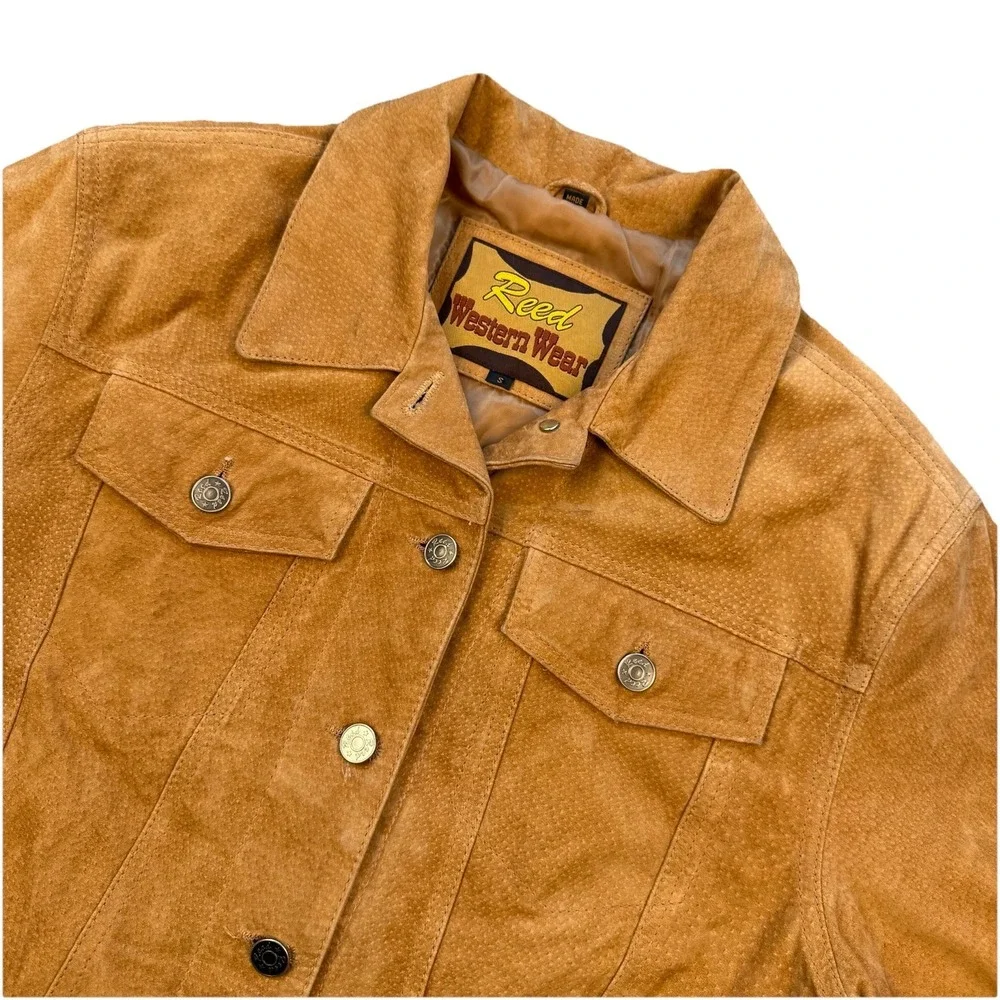 RARE VTG Reed Western Wear Women's‎ S Rockabilly Suede Leather Jacket Rodeo